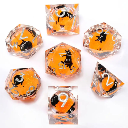 Seriously Good Dice: Floating Cat 7 Die Set "Yellow Cat" Dice & Gaming Accessories Taps Imports