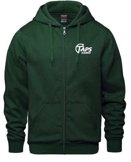 Zip-up Hoodie - Taps Logo (Forest Green) Apparel & Merchandise Taps Games