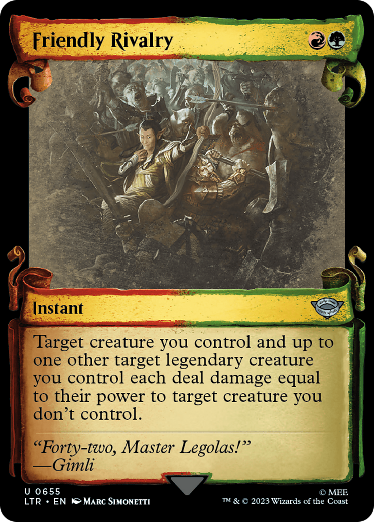 Friendly Rivalry (Showcase Scrolls) (LTR-655) [The Lord of the Rings: Tales of Middle-earth] (Showcase) MTG Single Wizards of the Coast