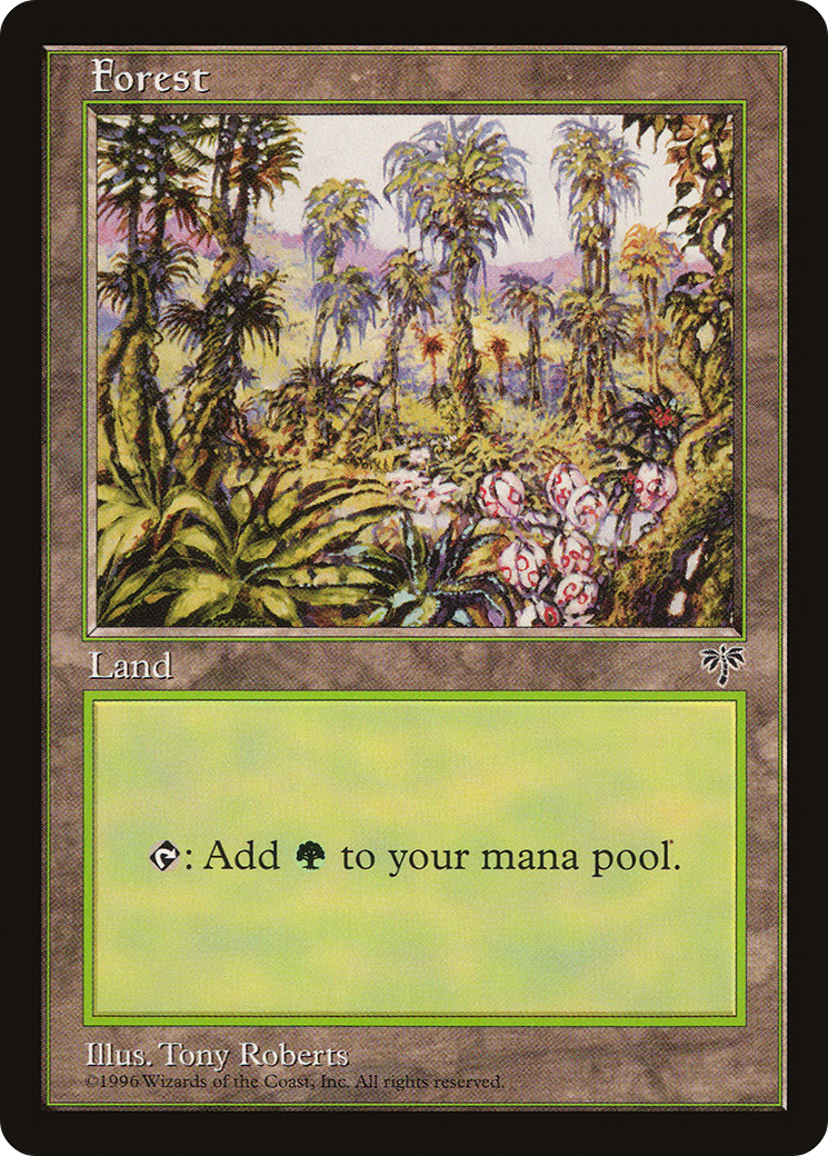 Forest (Pink Flowers Right) (MIR-) [Mirage] MTG Single Wizards of the Coast