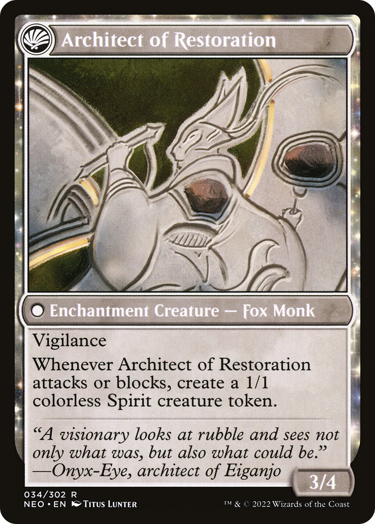 The Restoration of Eiganjo // Architect of Restoration (NEO-034) [Kamigawa: Neon Dynasty] Foil MTG Single Wizards of the Coast