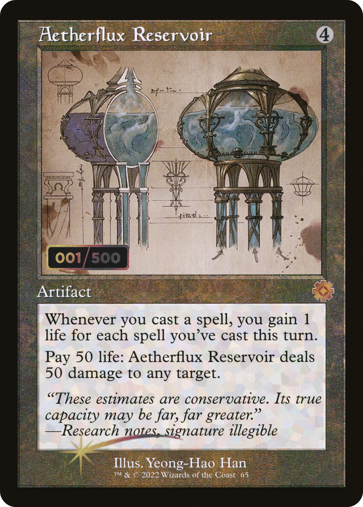 Aetherflux Reservoir (Schematic) (Serial Numbered) (BRR-065) [The Brothers' War Retro Artifacts] Foil MTG Single Wizards of the Coast