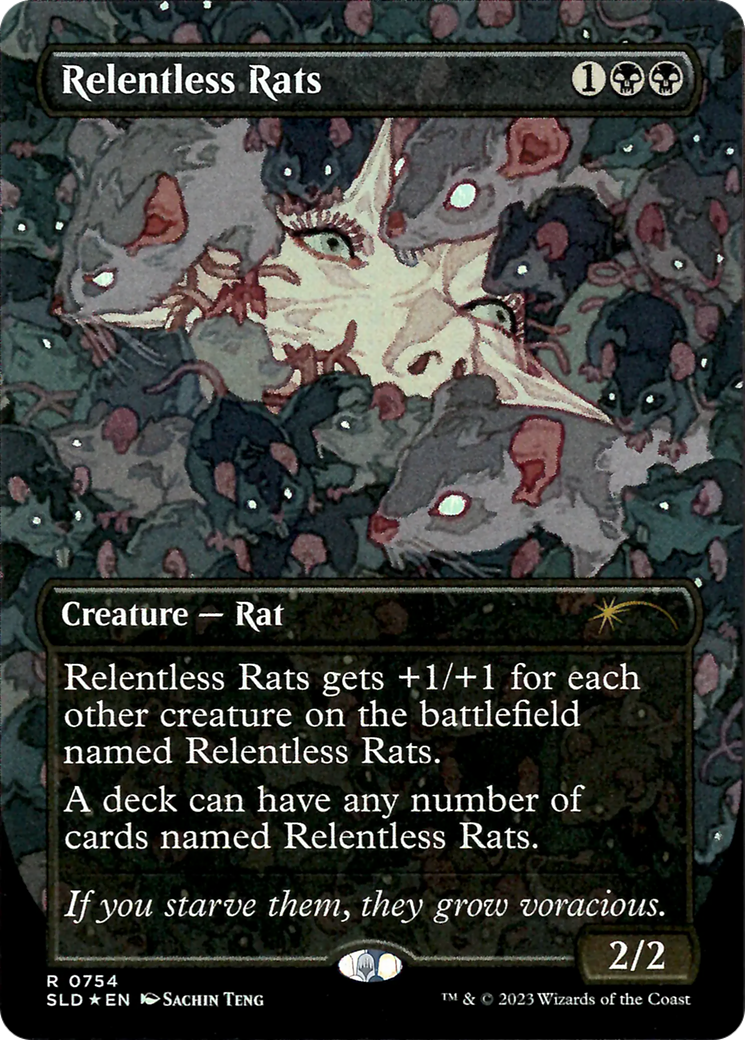 Relentless Rats (754) (SLD-754) [Secret Lair] Drop (Borderless) Foil MTG Single Wizards of the Coast