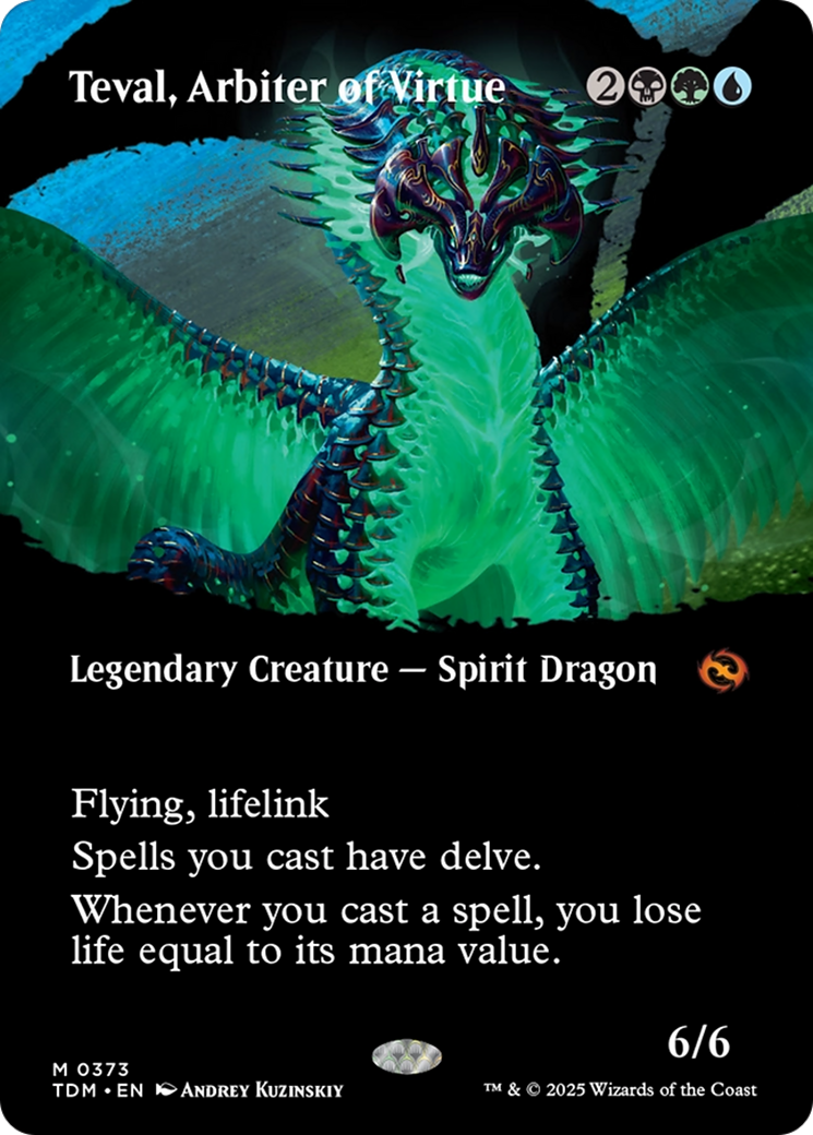 Teval, Arbiter of Virtue (Borderless) (TDM-373) [Tarkir: Dragonstorm] MTG Single Wizards of the Coast