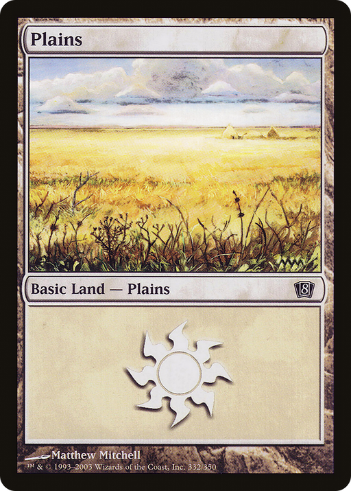 Plains (332) (8ED-332) [8th Edition] MTG Single Wizards of the Coast