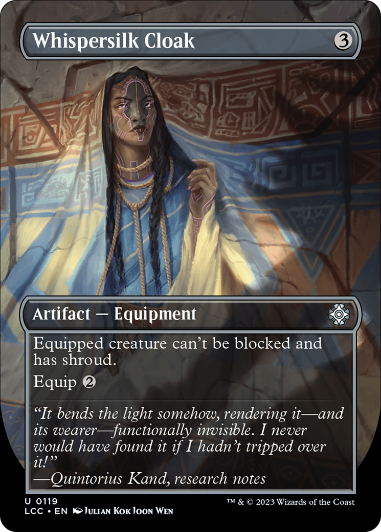 Whispersilk Cloak (LCC-119) [The Lost Caverns of Ixalan Commander] (Borderless) Foil MTG Single Wizards of the Coast