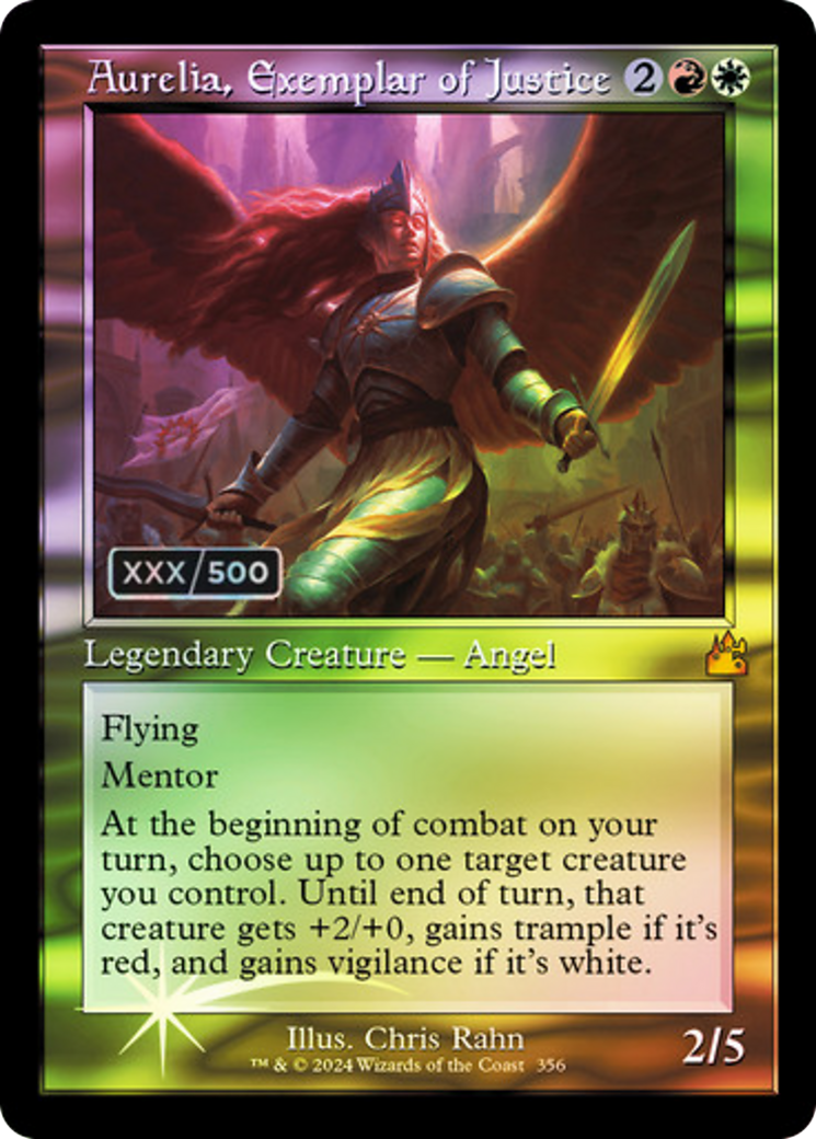 Aurelia, Exemplar of Justice (Serial Numbered) (RVR-356) [Ravnica Remastered] Foil MTG Single Wizards of the Coast