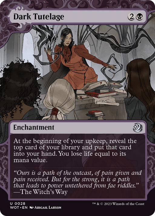Dark Tutelage (WOT-028) [Wilds of Eldraine: Enchanting Tales] (Showcase) (Borderless) Foil MTG Single Wizards of the Coast