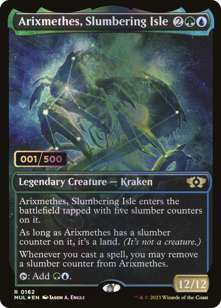 Arixmethes, Slumbering Isle (Serial Numbered) (MUL-162) [Multiverse Legends] (Showcase) Foil MTG Single Wizards of the Coast