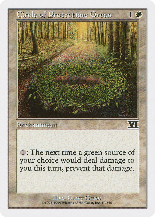 Circle of Protection: Green (6ED-010) [Classic Sixth Edition] MTG Single Wizards of the Coast