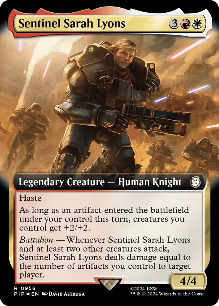 Sentinel Sarah Lyons (Surge Foil) (PIP-956) [Fallout] (Extended Art) Foil MTG Single Wizards of the Coast