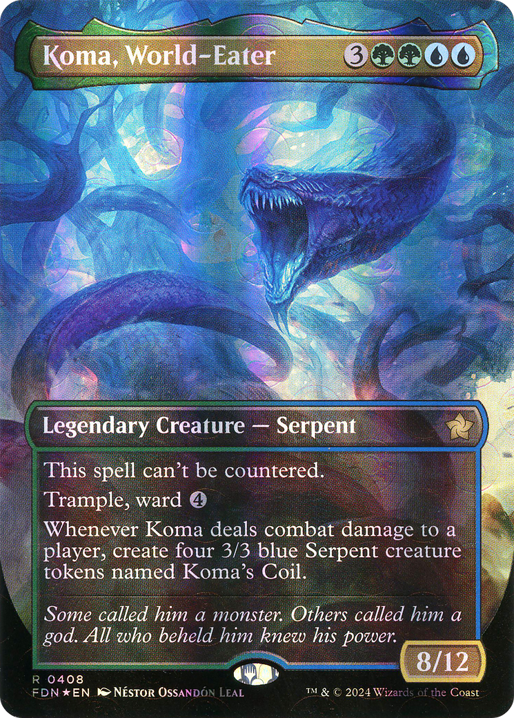 Koma, World-Eater (Mana Foil) (FDN-408) [Foundations] (Borderless) Foil MTG Single Wizards of the Coast