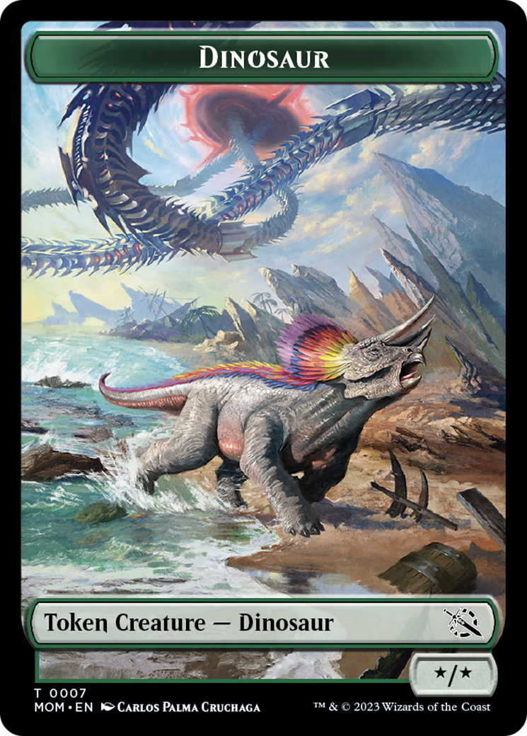 Soldier // Dinosaur Double-Sided Token [Tokens] March of the Machine Tokens MTG Single Magic: The Gathering