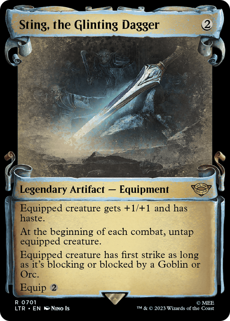 Sting, the Glinting Dagger (Showcase Scrolls) (LTR-701) [The Lord of the Rings: Tales of Middle-earth] (Showcase) Foil MTG Single Wizards of the Coast