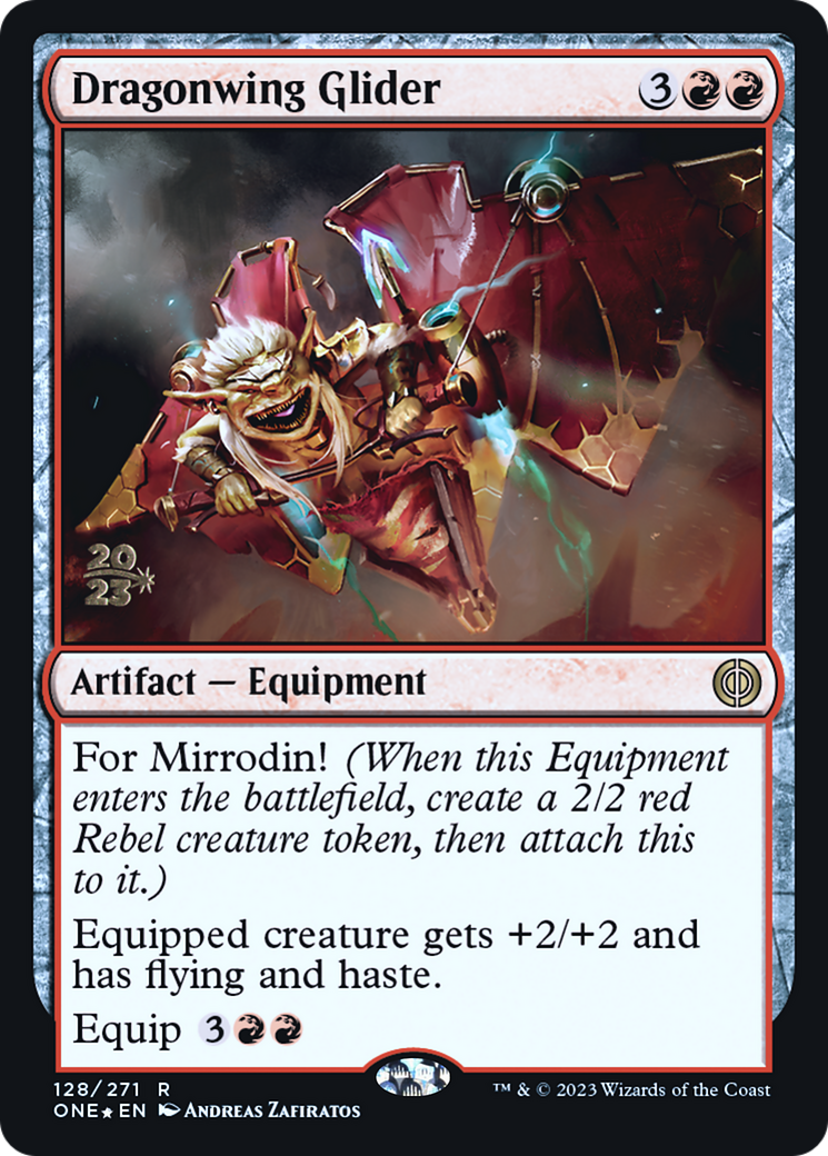 Dragonwing Glider (PRE-128S) [Phyrexia: All Will Be One Promos] Foil MTG Single Wizards of the Coast