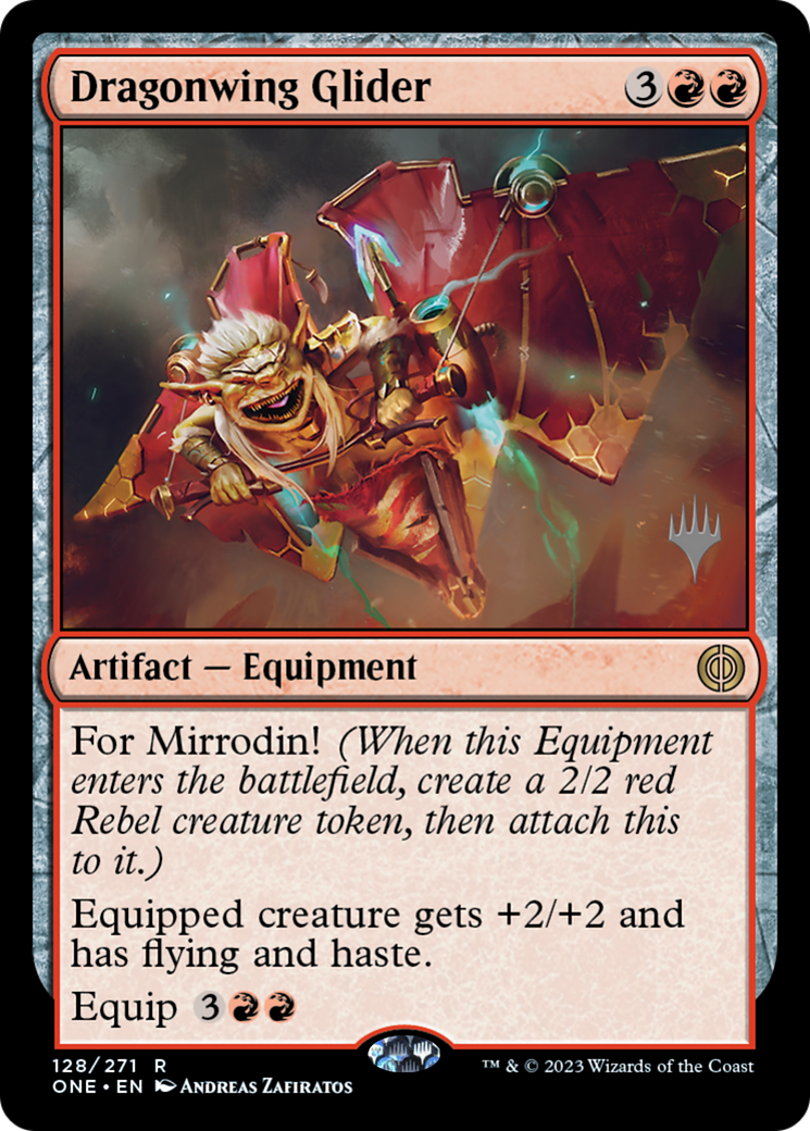 Dragonwing Glider (PPONE-128P) [Phyrexia: All Will Be One Promos] Foil MTG Single Wizards of the Coast