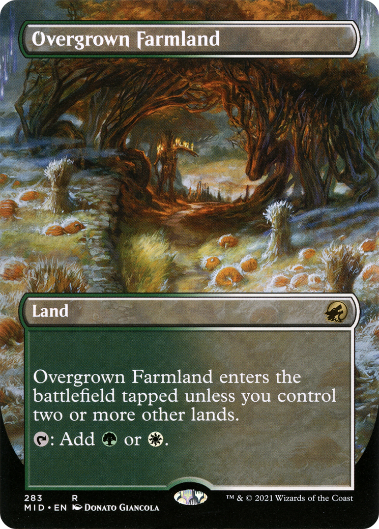 Overgrown Farmland (MID-283) [Innistrad: Midnight Hunt] (Borderless) Foil MTG Single Wizards of the Coast