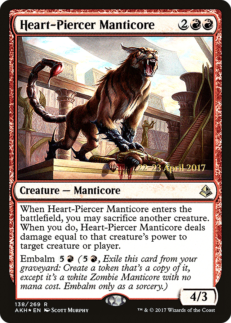Heart-Piercer Manticore (PRE-138) [Amonkhet Promos] Foil MTG Single Wizards of the Coast