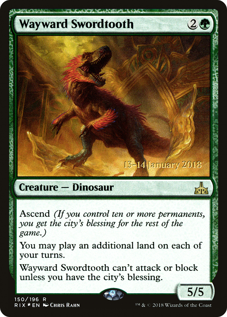 Wayward Swordtooth (PRE-150) [Rivals of Ixalan Promos] Foil MTG Single Wizards of the Coast