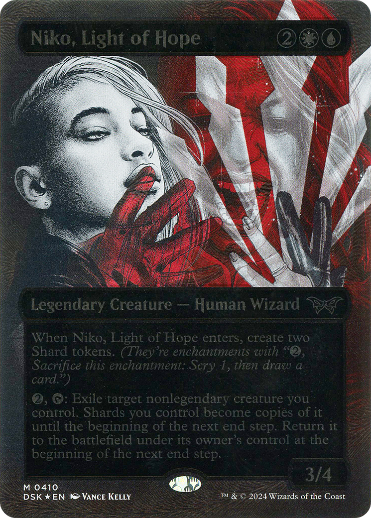Niko, Light of Hope (Textured Foil) (DSK-410) [Duskmourn: House of Horror] (Showcase) (Borderless) Foil MTG Single Wizards of the Coast