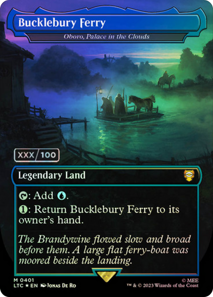Bucklebury Ferry - Oboro, Palace in the Clouds (Serial Numbered) (LTC-401) [Tales of Middle-earth Commander] (Borderless) Foil MTG Single Wizards of the Coast