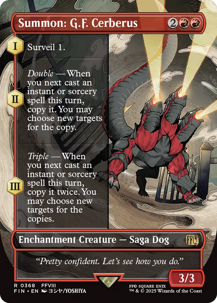 Summon: G.F. Cerberus (FIN-368) [FINAL FANTASY] (Borderless) MTG Single Wizards of the Coast