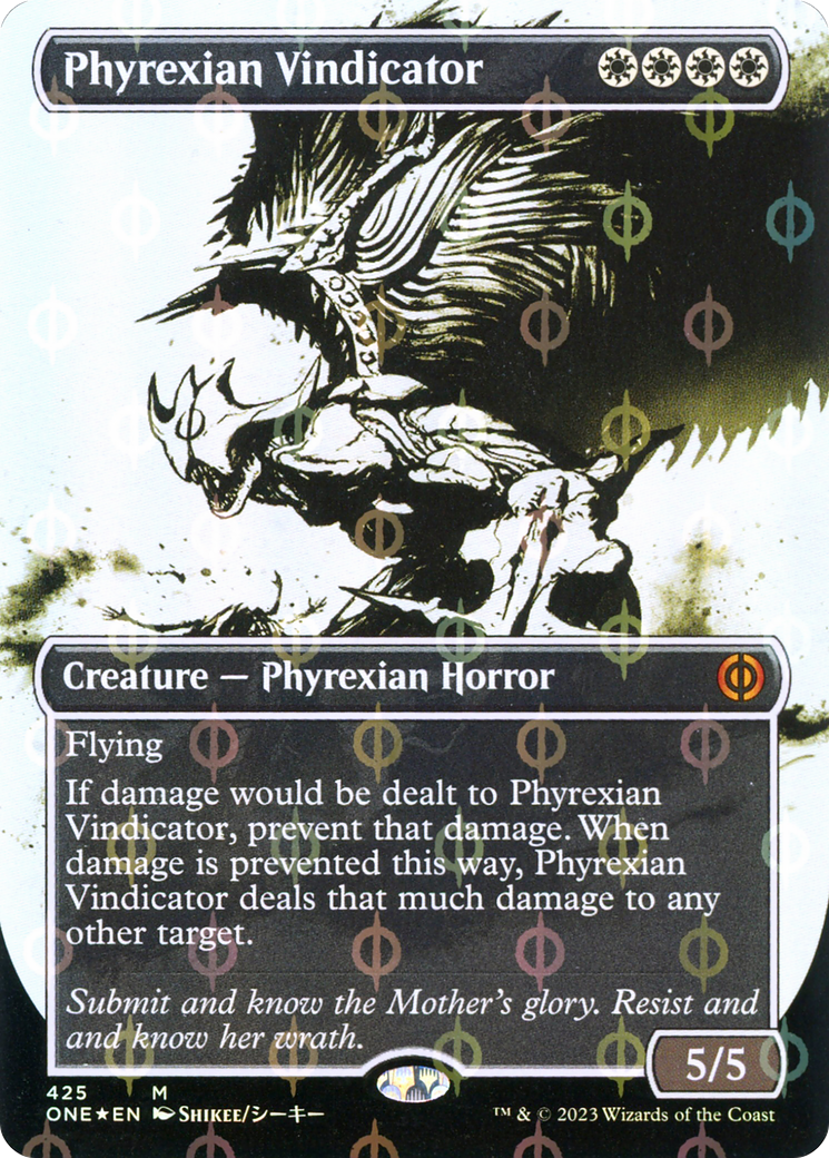 Phyrexian Vindicator (Step-and-Compleat Foil) (ONE-425) [Phyrexia: All Will Be One] (Showcase) (Borderless) Foil MTG Single Wizards of the Coast