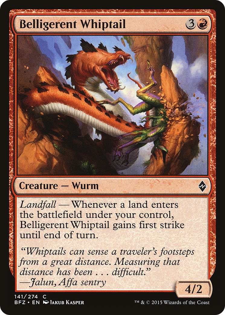 Belligerent Whiptail (BFZ-141) [Battle for Zendikar] MTG Single Wizards of the Coast