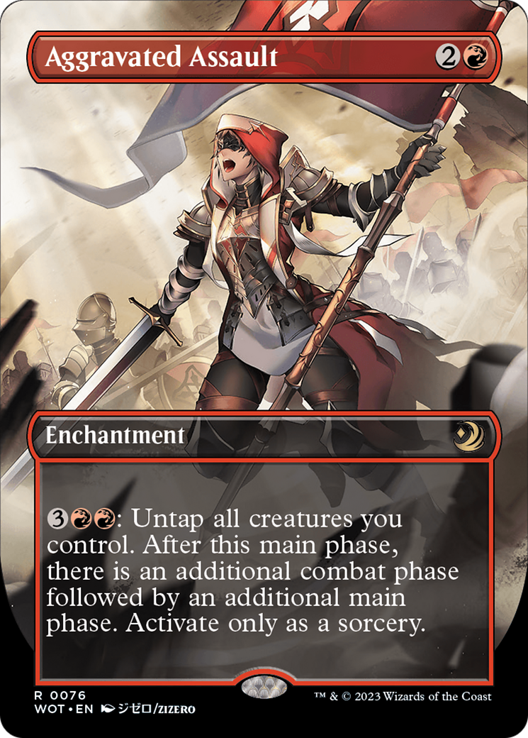 Aggravated Assault (Anime Borderless) (WOT-076) [Wilds of Eldraine: Enchanting Tales] (Borderless) Foil MTG Single Wizards of the Coast