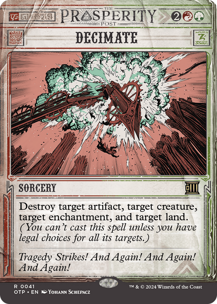 Decimate (OTP-041) [Breaking News] (Showcase) (Borderless) MTG Single Wizards of the Coast