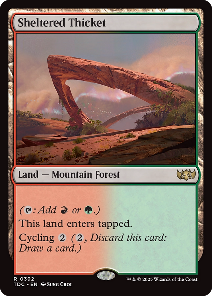 Sheltered Thicket (TDC-392) [Commander: Tarkir: Dragonstorm] MTG Single Wizards of the Coast