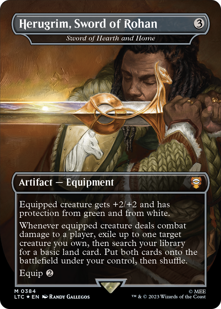Herugrim, Sword of Rohan - Sword of Hearth and Home (Surge Foil) (LTC-384) [Tales of Middle-earth Commander] (Borderless) Foil MTG Single Wizards of the Coast