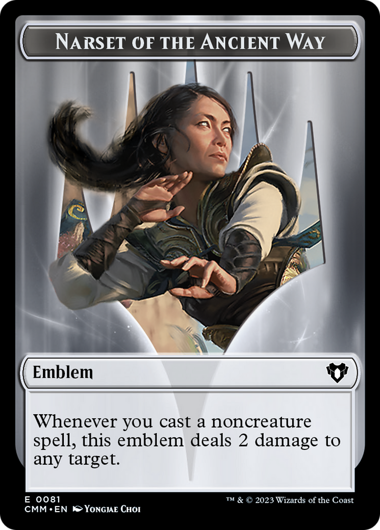 Narset of the Ancient Way Emblem // Wizard Double-Sided Token [Tokens] Commander Masters Tokens MTG Single Magic: The Gathering