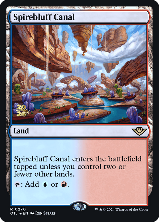 Spirebluff Canal (OTJ) (PRE-270) [Outlaws of Thunder Junction Promos] Foil MTG Single Wizards of the Coast