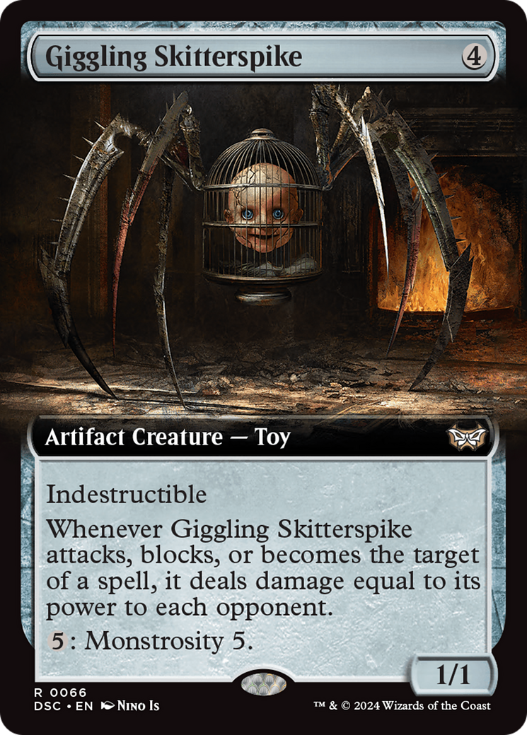 Giggling Skitterspike (DSC-066) [Duskmourn: House of Horror Commander] (Extended Art) MTG Single Wizards of the Coast