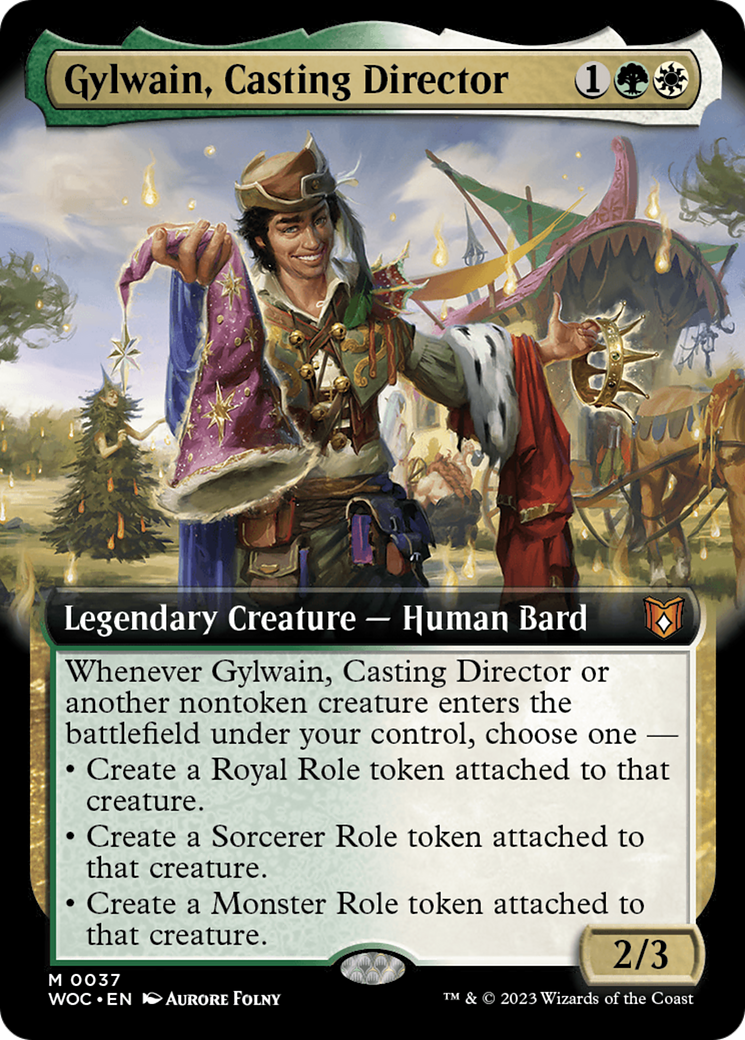 Gylwain, Casting Director (WOC-037) [Wilds of Eldraine Commander] (Extended Art) MTG Single Wizards of the Coast