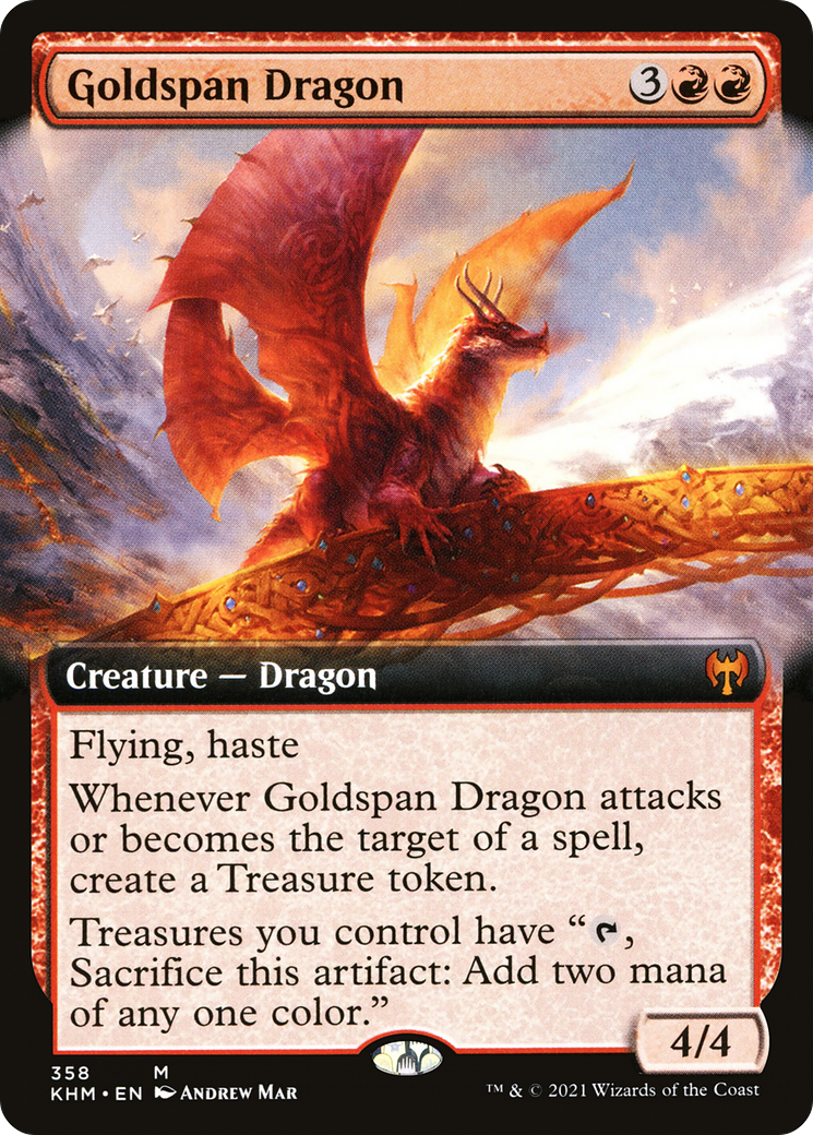 Goldspan Dragon (KHM-358) [Kaldheim] (Extended Art) MTG Single Wizards of the Coast
