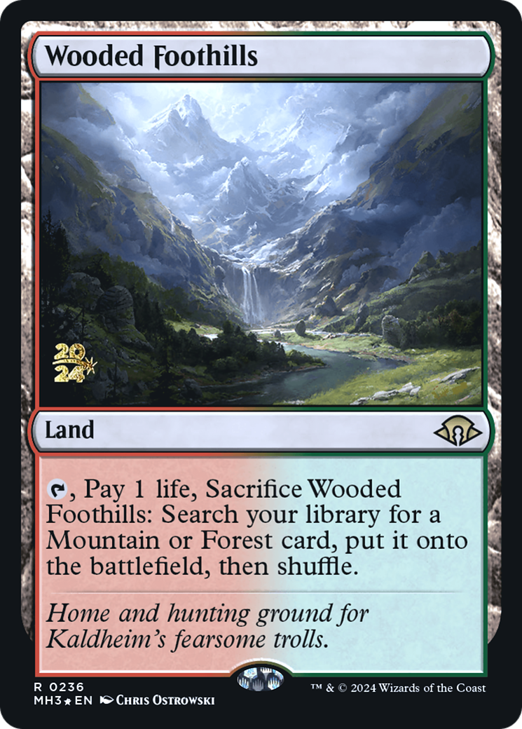 Wooded Foothills (PRE-236) [Modern Horizons 3 Promos] Foil MTG Single Wizards of the Coast