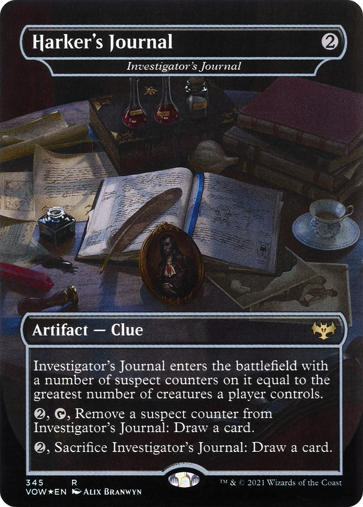Harker's Journal - Investigator's Journal (VOW-345) [Innistrad: Crimson Vow] (Borderless) Foil MTG Single Wizards of the Coast