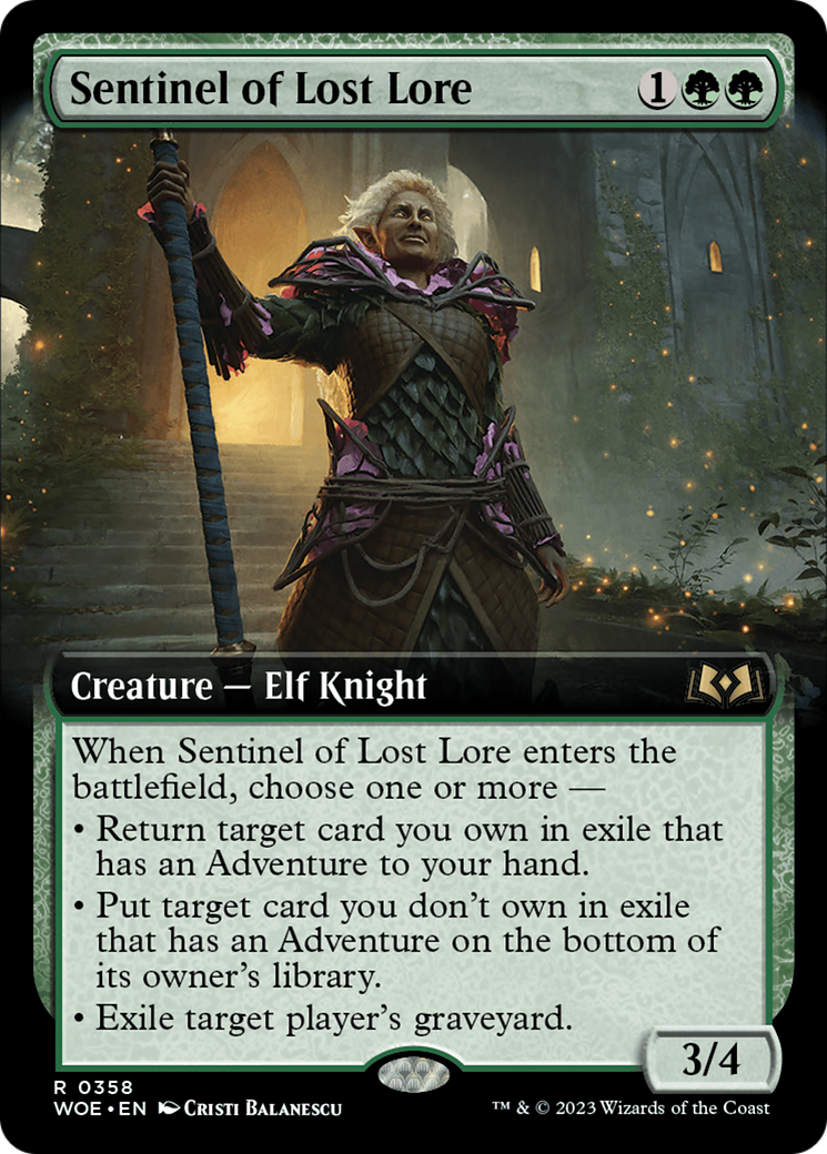 Sentinel of Lost Lore (WOE-358) [Wilds of Eldraine] (Extended Art) Foil MTG Single Wizards of the Coast