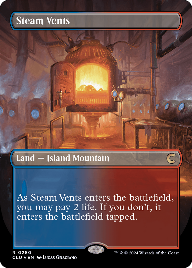 Steam Vents (CLU-280) [Ravnica: Clue Edition] (Borderless) Foil MTG Single Wizards of the Coast