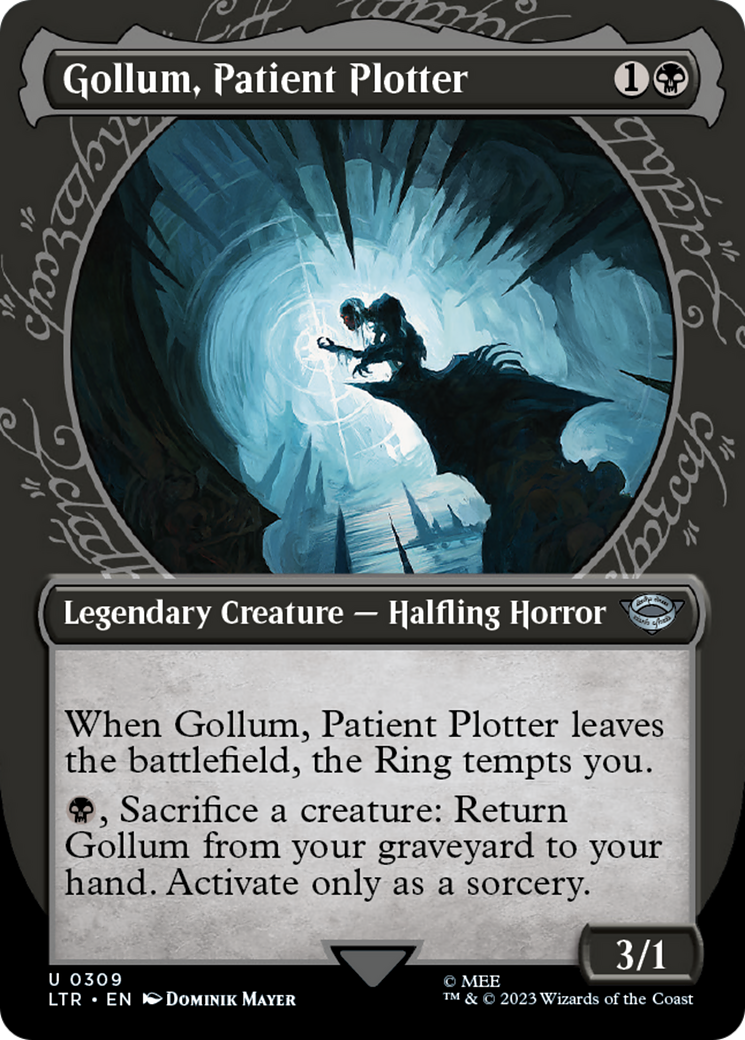 Gollum, Patient Plotter (LTR-309) [The Lord of the Rings: Tales of Middle-earth] (Showcase) (Borderless) Foil MTG Single Wizards of the Coast