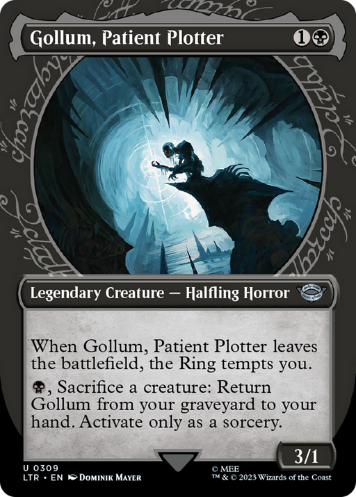 Gollum, Patient Plotter (LTR-309) [The Lord of the Rings: Tales of Middle-earth] (Showcase) (Borderless) Foil MTG Single Wizards of the Coast