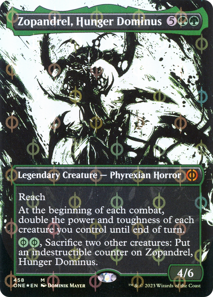 Zopandrel, Hunger Dominus (Step-and-Compleat Foil) (ONE-458) [Phyrexia: All Will Be One] (Showcase) (Borderless) Foil MTG Single Wizards of the Coast