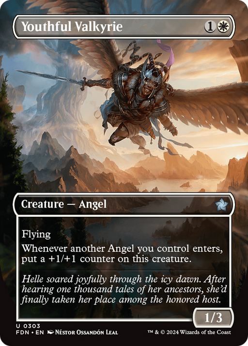 Youthful Valkyrie (FDN-303) [Foundations] (Borderless) Foil MTG Single Wizards of the Coast