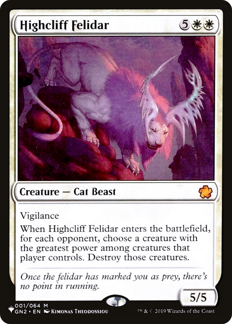 Highcliff Felidar (LIST-001/064) [Mystery Booster] The List MTG Single Wizards of the Coast