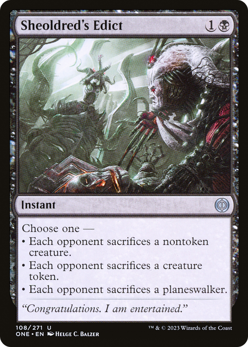 Sheoldred's Edict (ONE-108) [Phyrexia: All Will Be One] MTG Single Wizards of the Coast