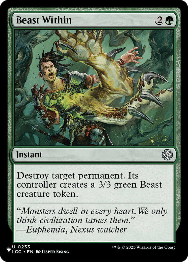 Beast Within (LIST-LCC-233) [Mystery Booster] The List MTG Single Wizards of the Coast