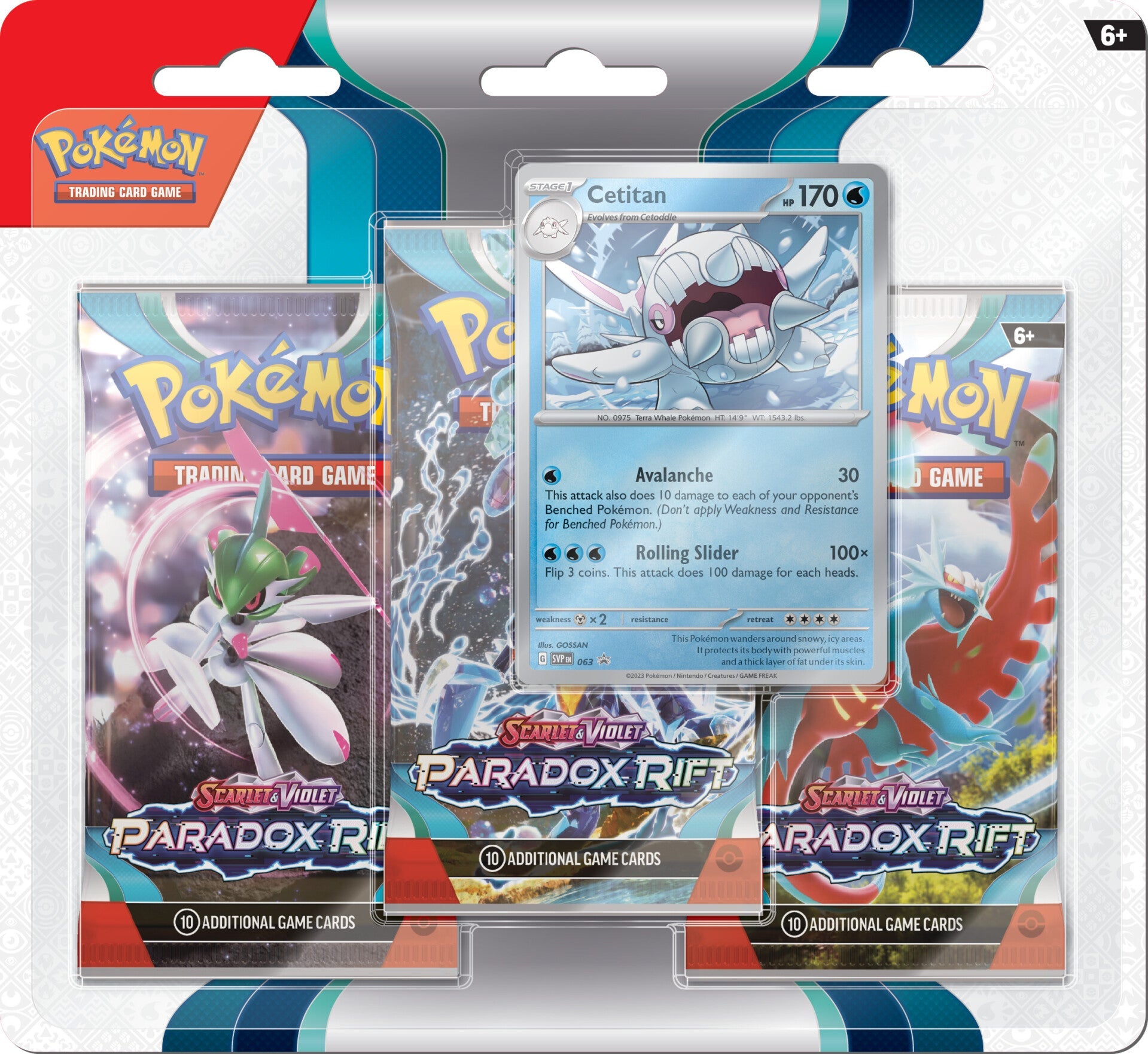 Pokémon Scarlet and Violet: Paradox Rift - 3-Pack Blisters (Cetitan) Pokemon Sealed Pokémon   