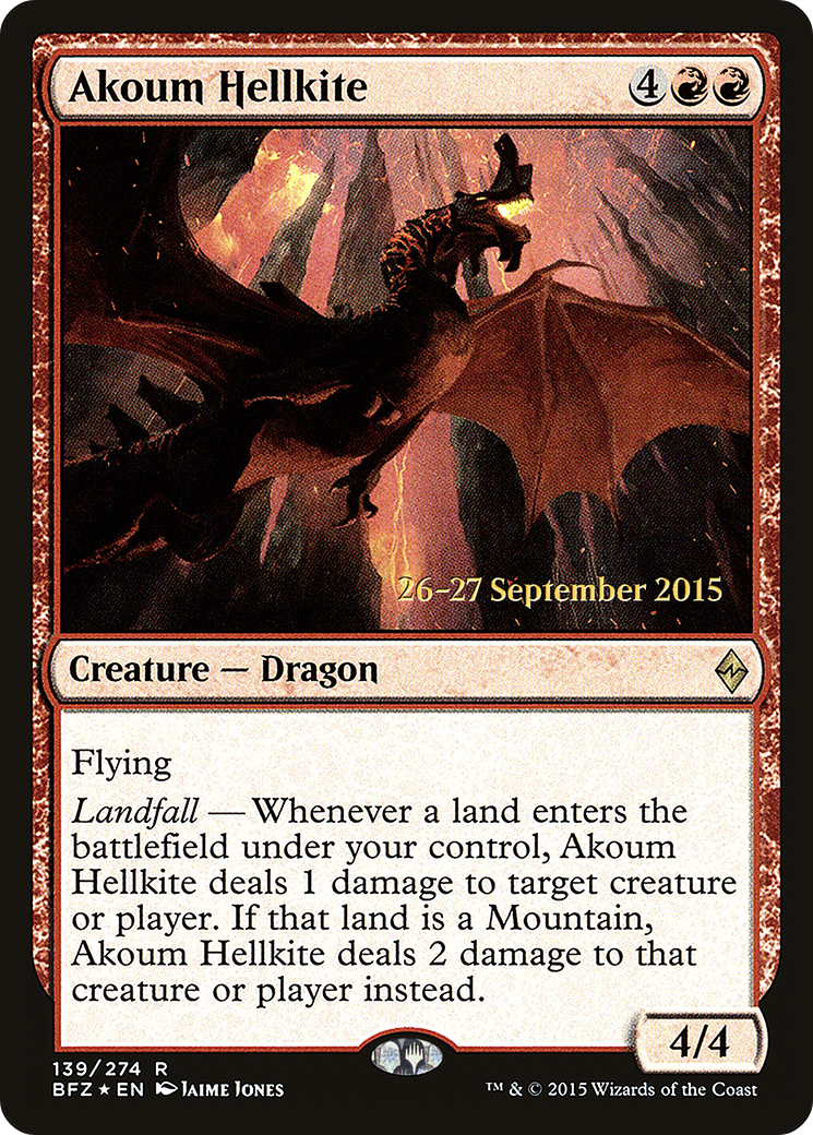 Akoum Hellkite (PRE-139) [Battle for Zendikar Promos] Foil MTG Single Wizards of the Coast